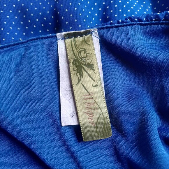 One Shoulder Dress Polka Dot Dress  Chiffon Blue White‎ Dot Sz S Fairycore - Picture 9 of 10